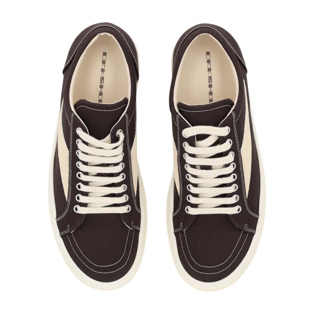 Rick Owens DRKSHDW Vintage Round Toe Low Canvas Sneakers Brown