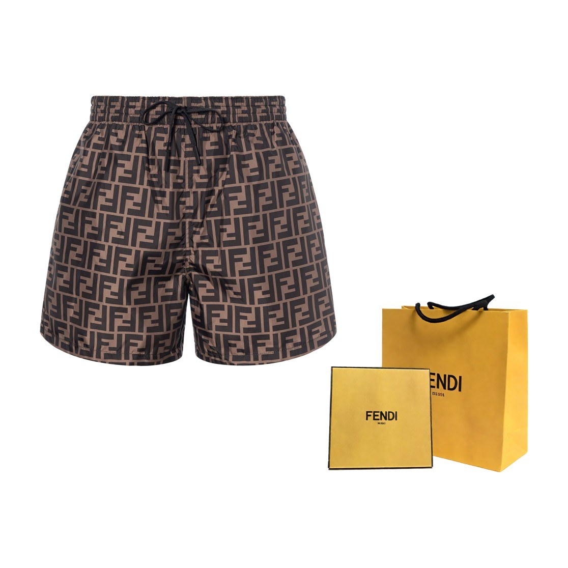 Fendi SS21 Logo Shorts Brown