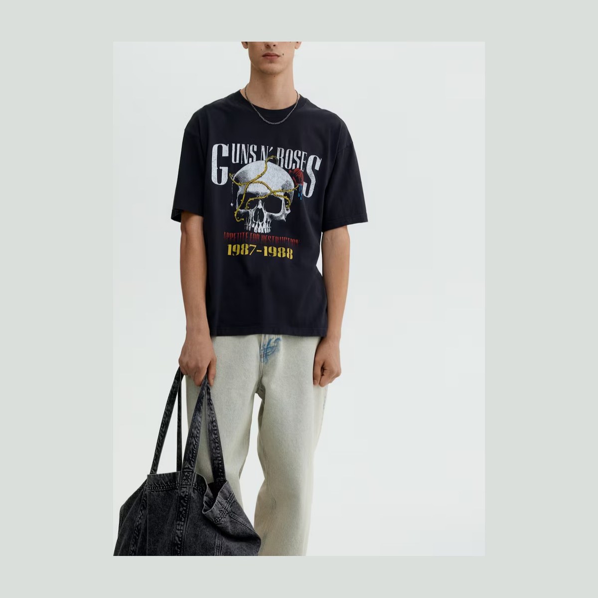 H&M Loose Fit Retro Skull Tee
