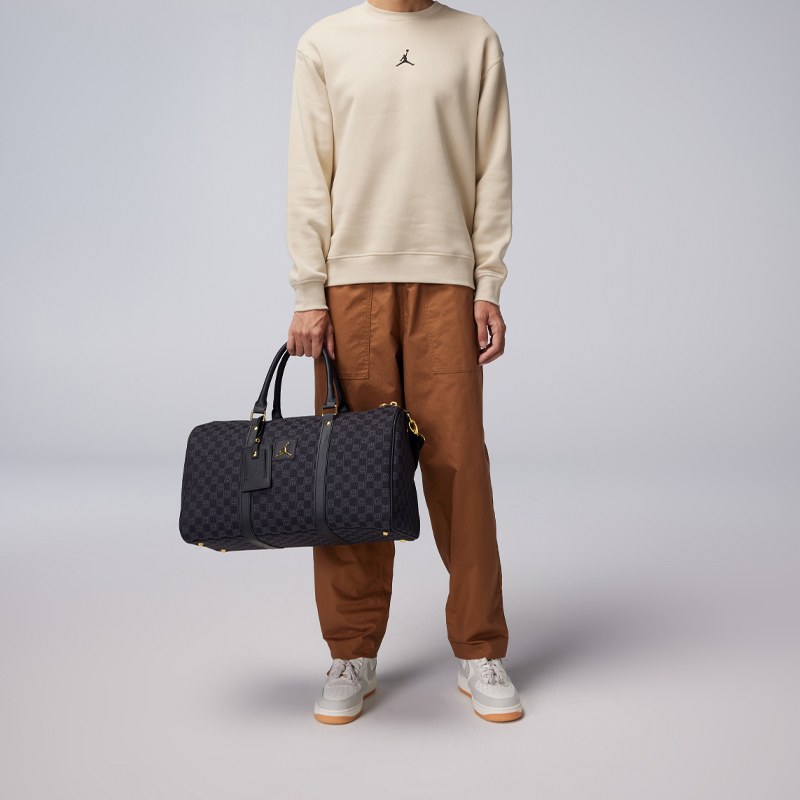 Jordan Checkered Fabric Bucket Bag Black
