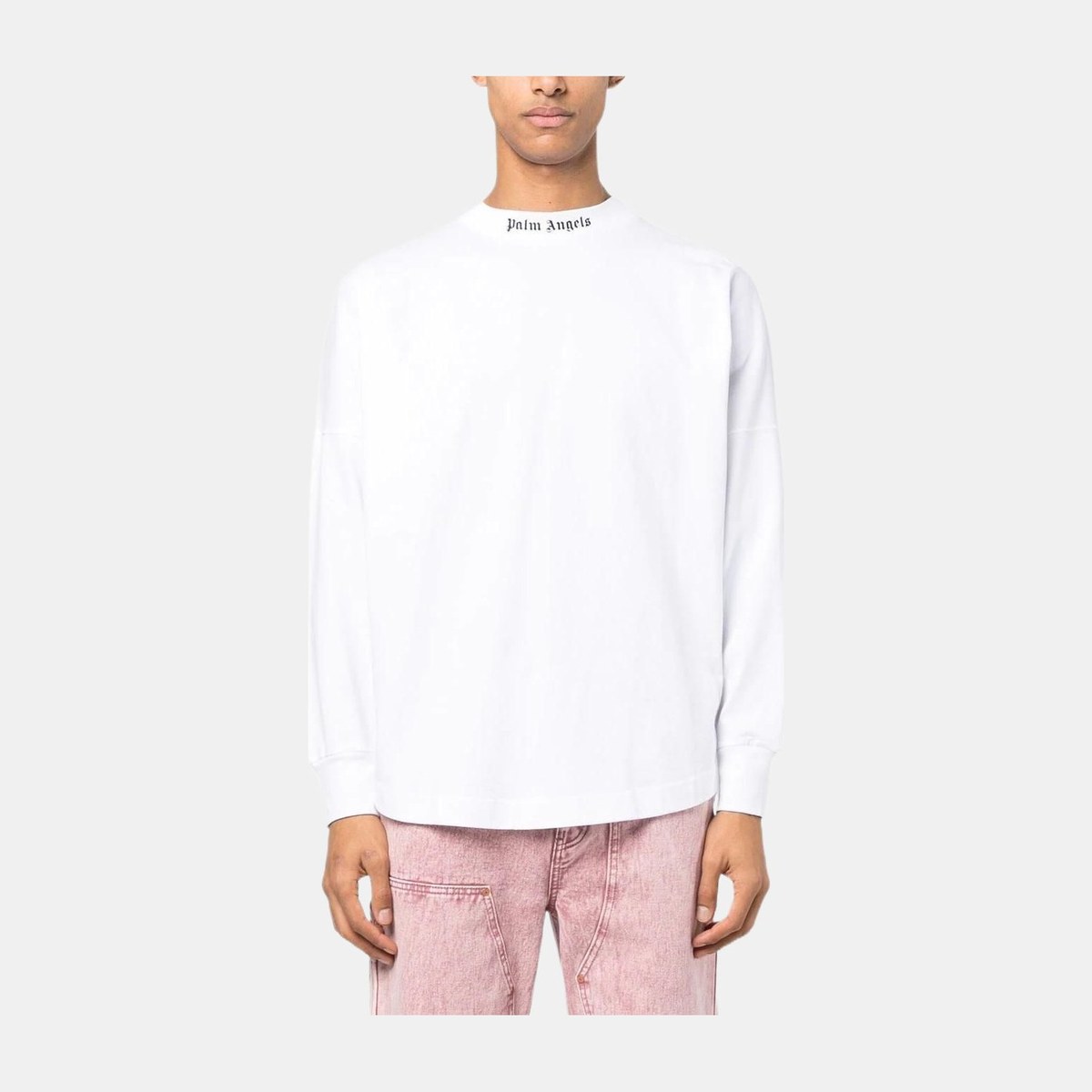 Palm Angels FW22 Logo Print Long Sleeve Tee White