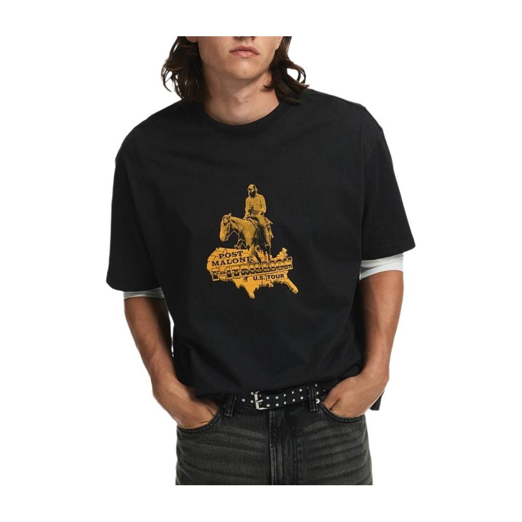H&M Post Malone Crew Neck Letter Print T-Shirt