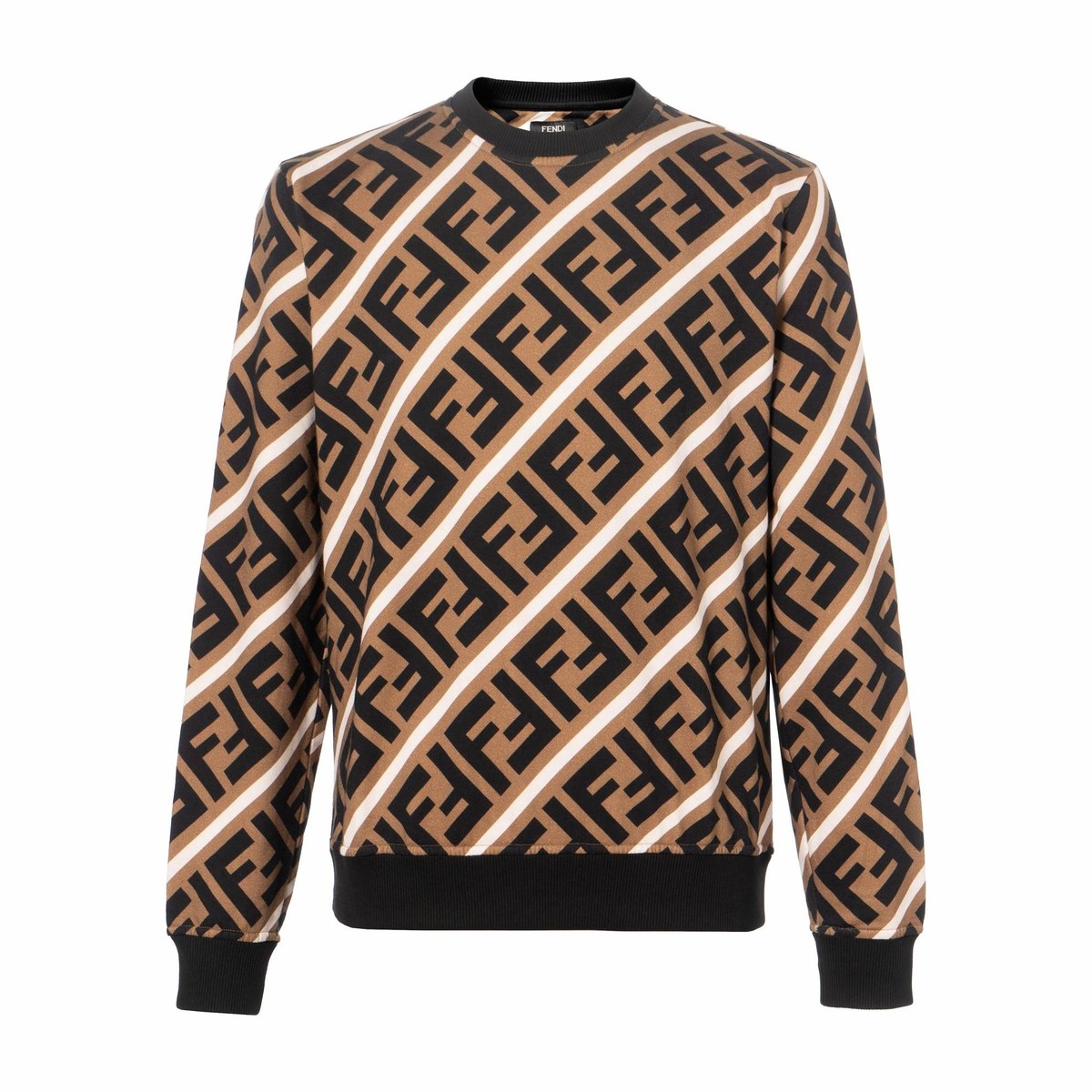 Fendi Letter Print Crewneck Sweatshirt Brown