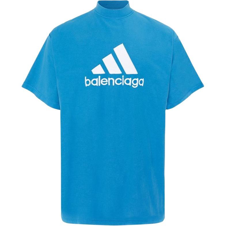Balenciaga x Adidas Logo T-Shirt Blue