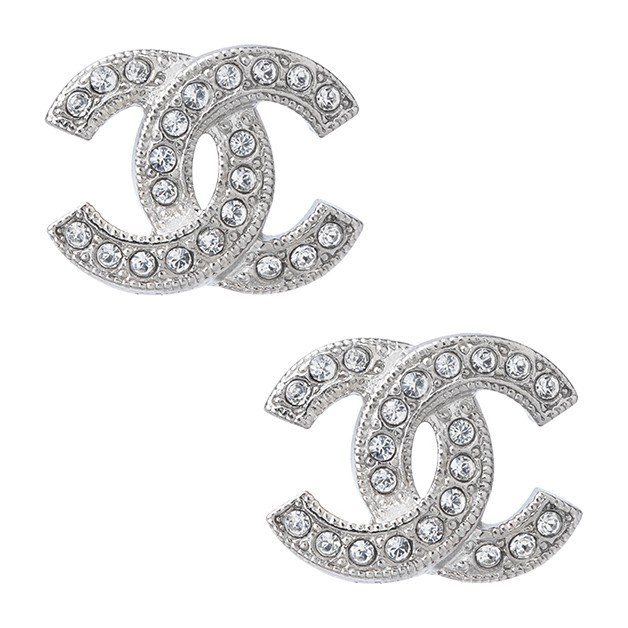 Chanel Classic Double C Earrings Silver
