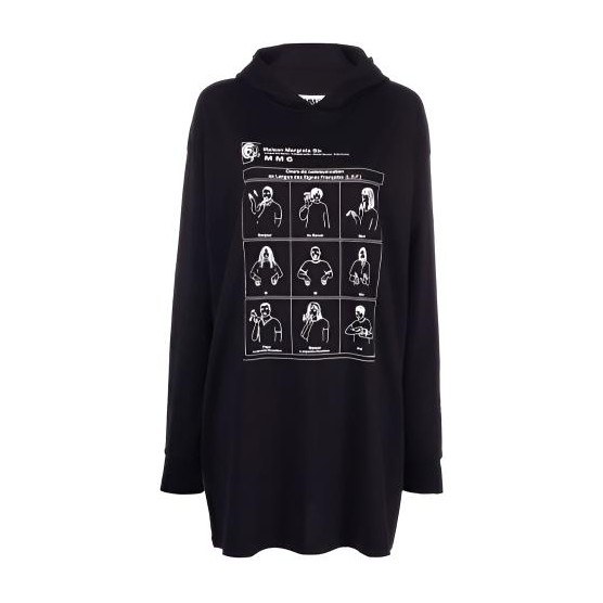 MM6 Maison Margiela FW22 Loose Fit Printed Sweatshirt Dress Black