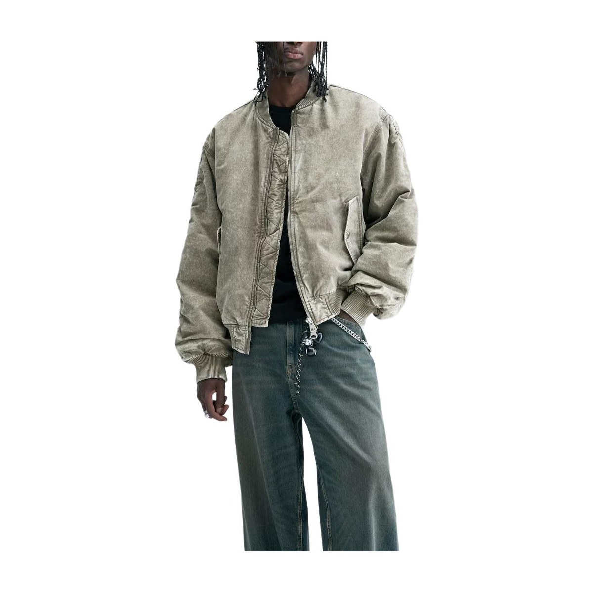 H&M Loose Fit Ribbed Pilot Jacket