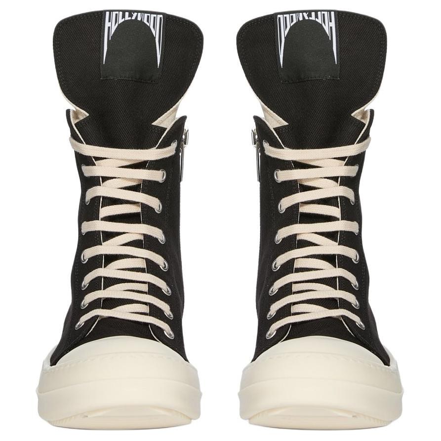 Rick Owens DRKSHDW Round Toe Zip High Top Sneakers Black