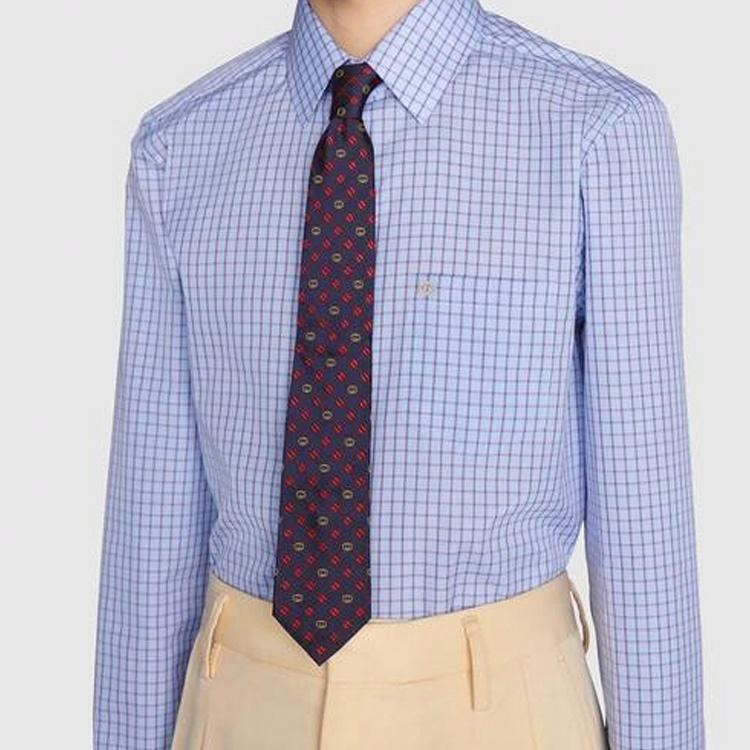 GUCCI Silk Tie Deep Blue/Red
