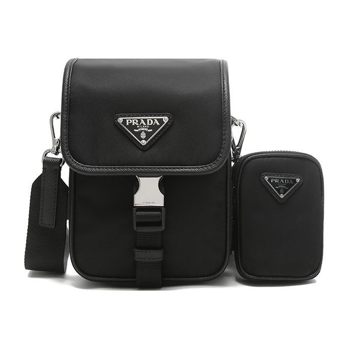 Prada Re-Nylon Triangle Logo Crossbody Bag Black