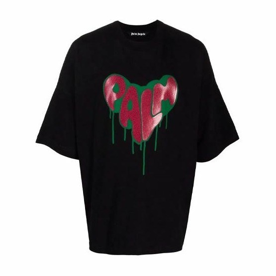 Palm Angels Heart Print T-Shirt Black