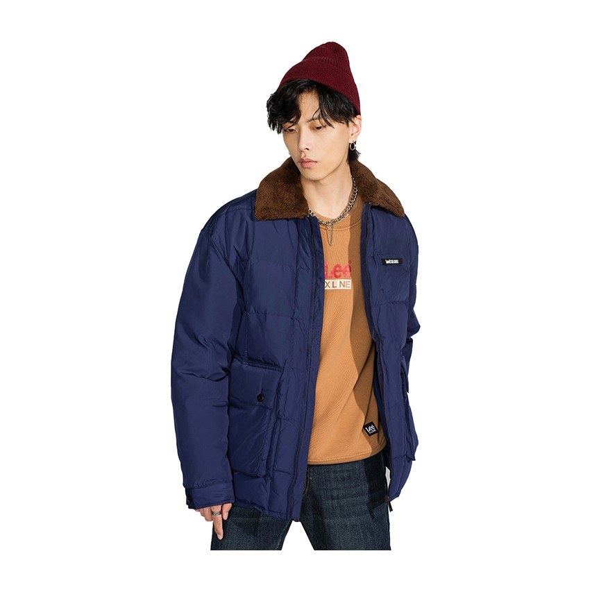 Lee Navy Blue Logo Puffer Jacket