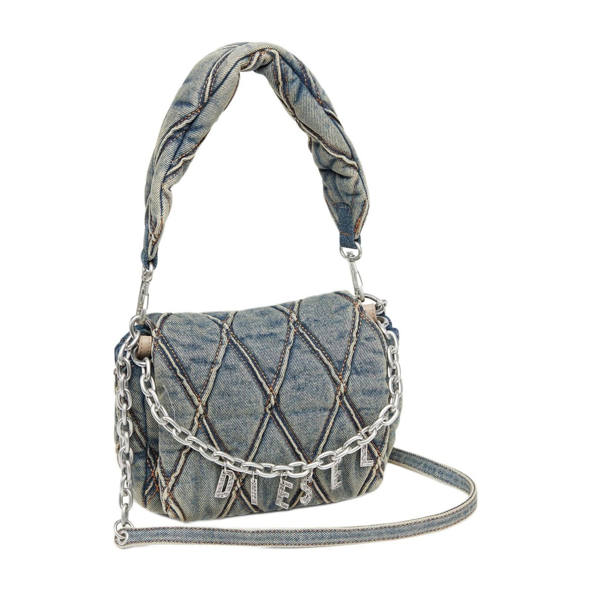 Diesel Quilted Cotton Tote Small Navy