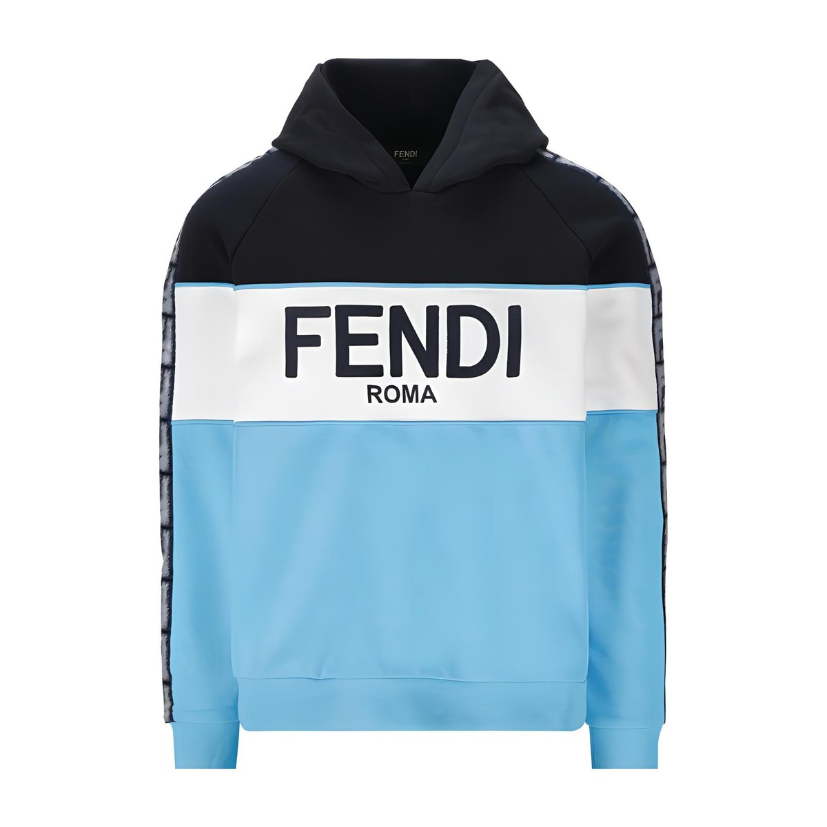 Fendi SS23 Colorblock Logo Hoodie Blue