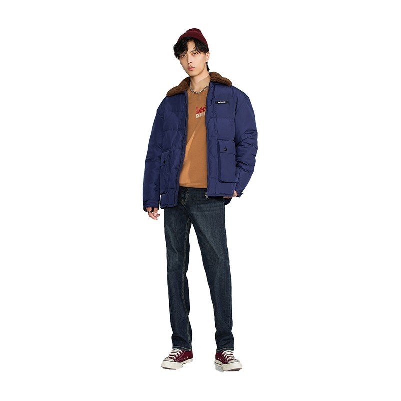 Lee Navy Blue Logo Puffer Jacket