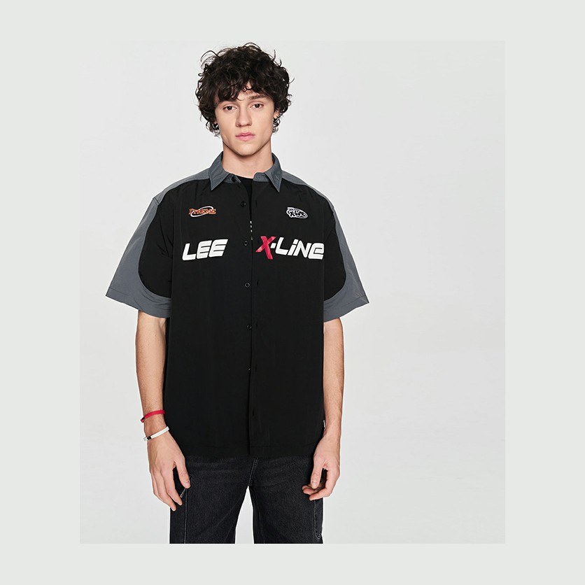 Lee SS24 Black Racing Print Polo Shirt