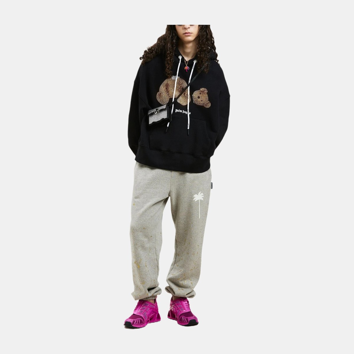 Palm Angels Bear Print Hoodie Black