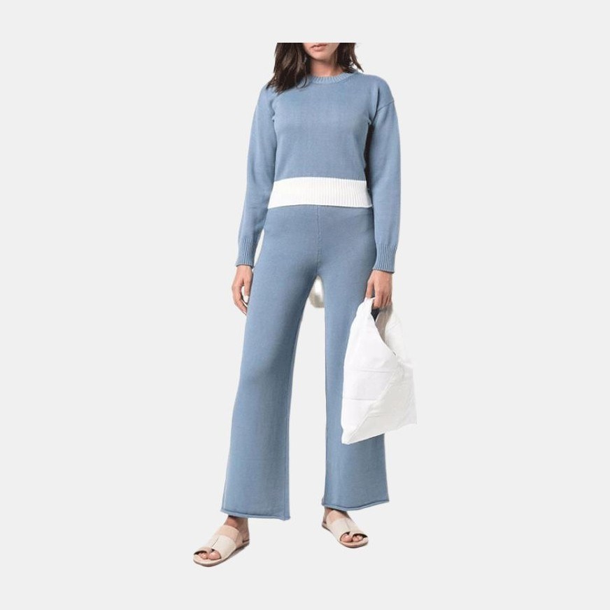 MM6 Maison Margiela FW21 Contrast Hem Wool Sweater Blue