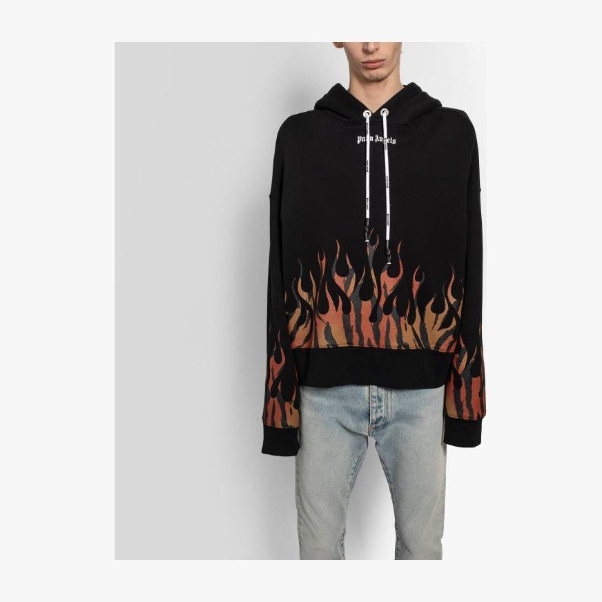 Palm Angels Tiger Flame Hoodie Black