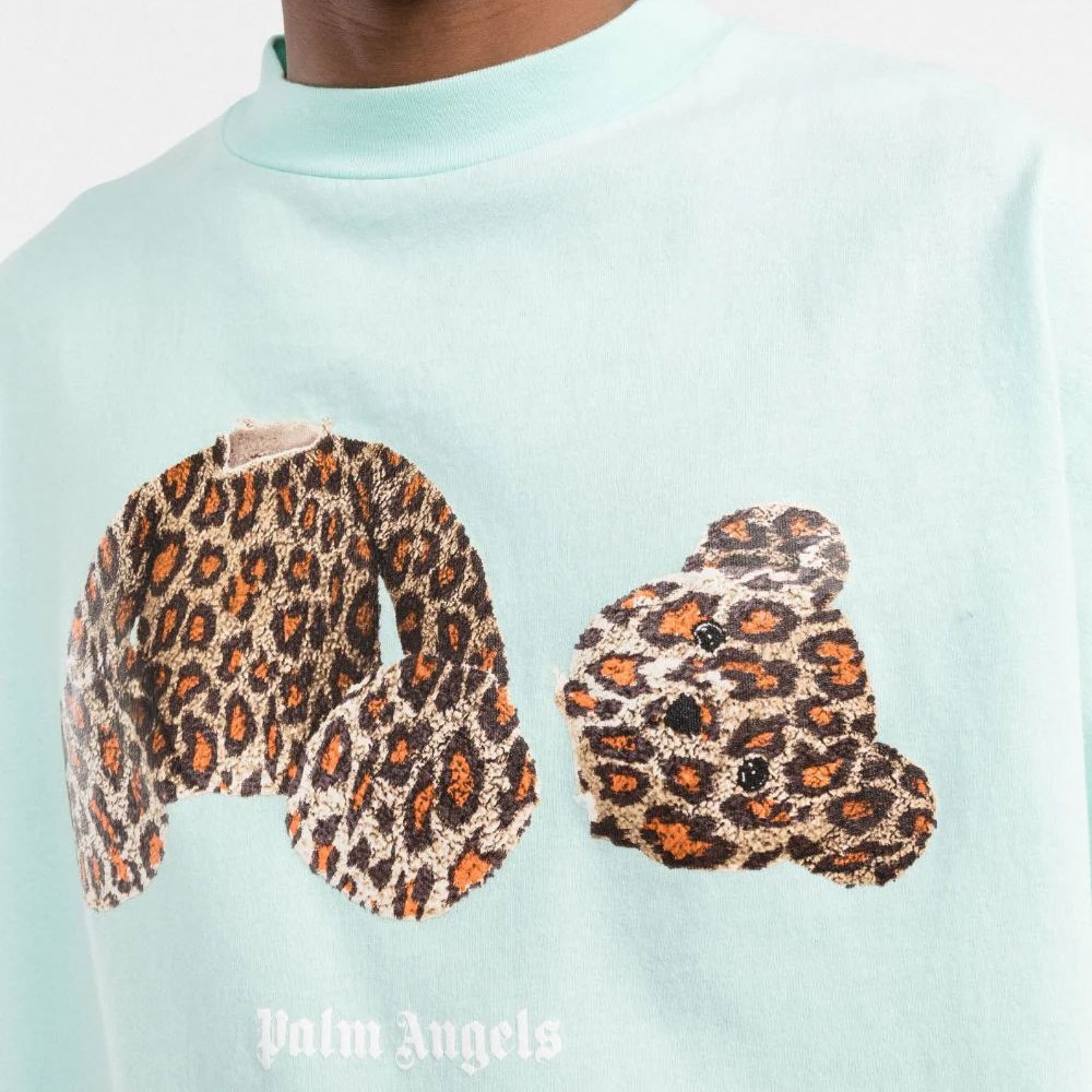 Palm Angels Blue Leopard Bear T-Shirt