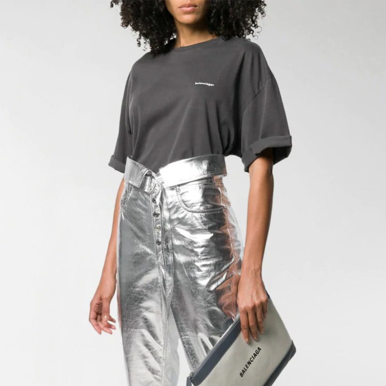 Balenciaga Logo Print T-Shirt Grey
