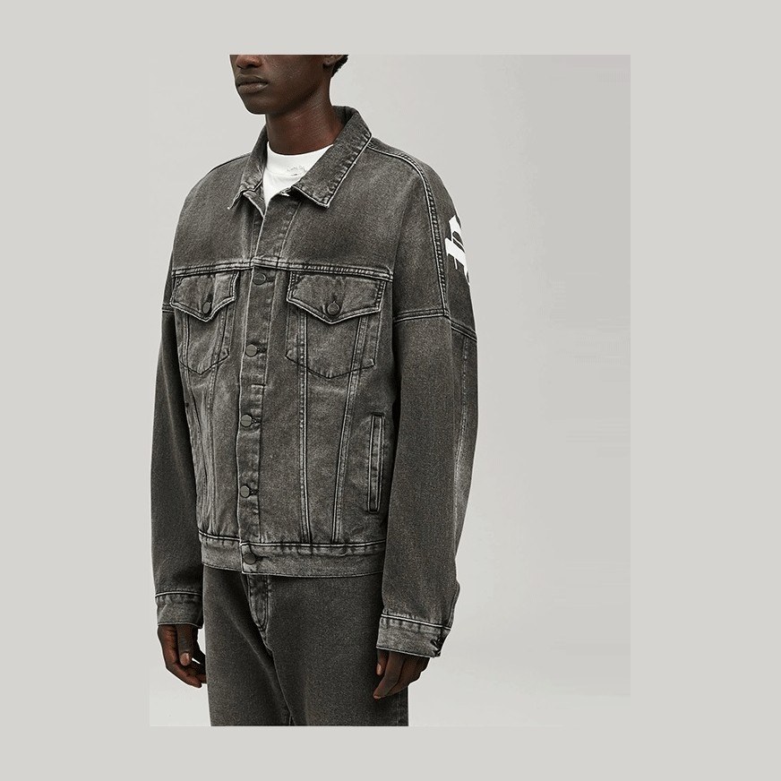 Palm Angels Arched Logo Denim Jacket Black