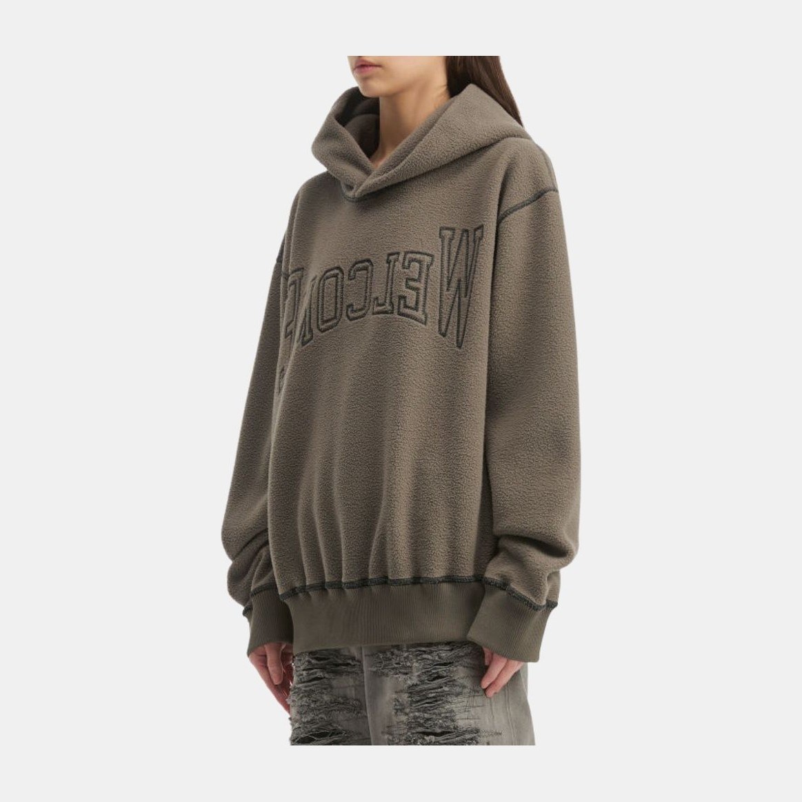 MM6 Maison Margiela Lettered Suede Hoodie