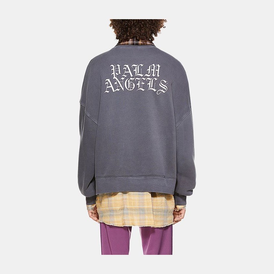 Palm Angels Burning Head Crewneck Sweatshirt Grey