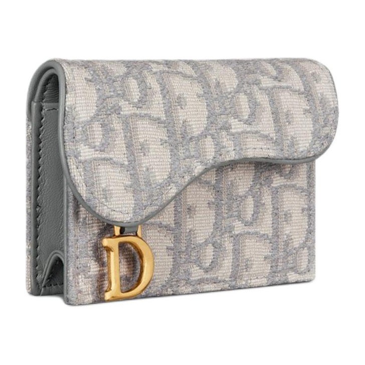Dior Saddle Oblique Card Holder Grey