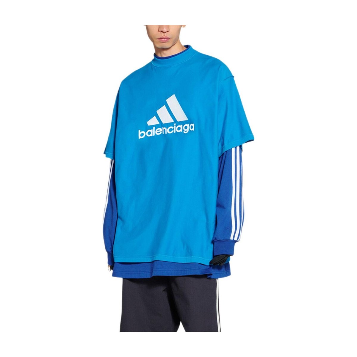 Balenciaga x Adidas Logo T-Shirt Blue
