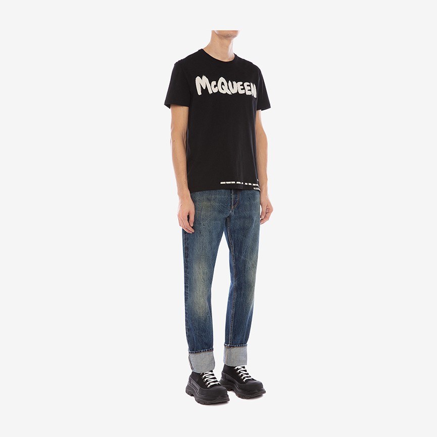 Alexander McQueen Letter Print T-Shirt Black