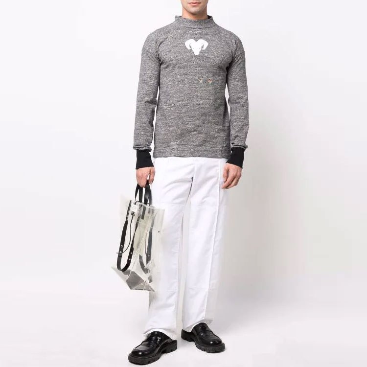 Maison Margiela SS22 Animal Pattern Turtleneck Sweater Gray