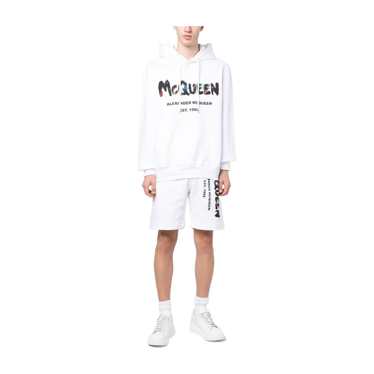 Alexander McQueen FW22 Graffiti Logo Hoodie White