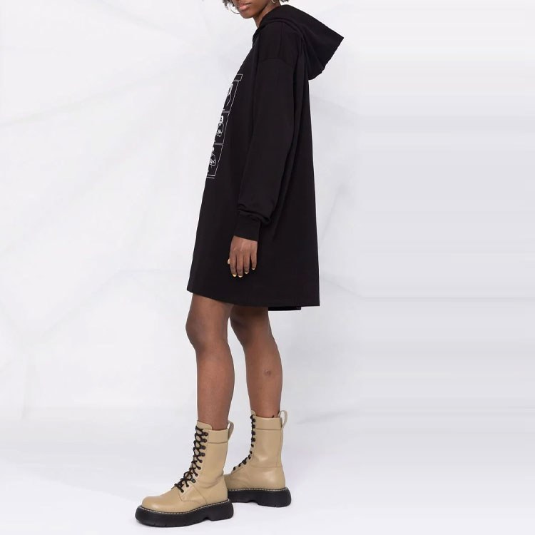MM6 Maison Margiela FW22 Loose Fit Printed Sweatshirt Dress Black
