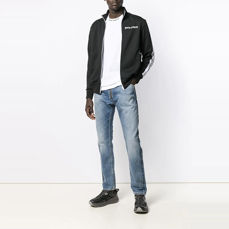 Palm Angels Zip-Up Track Jacket Black