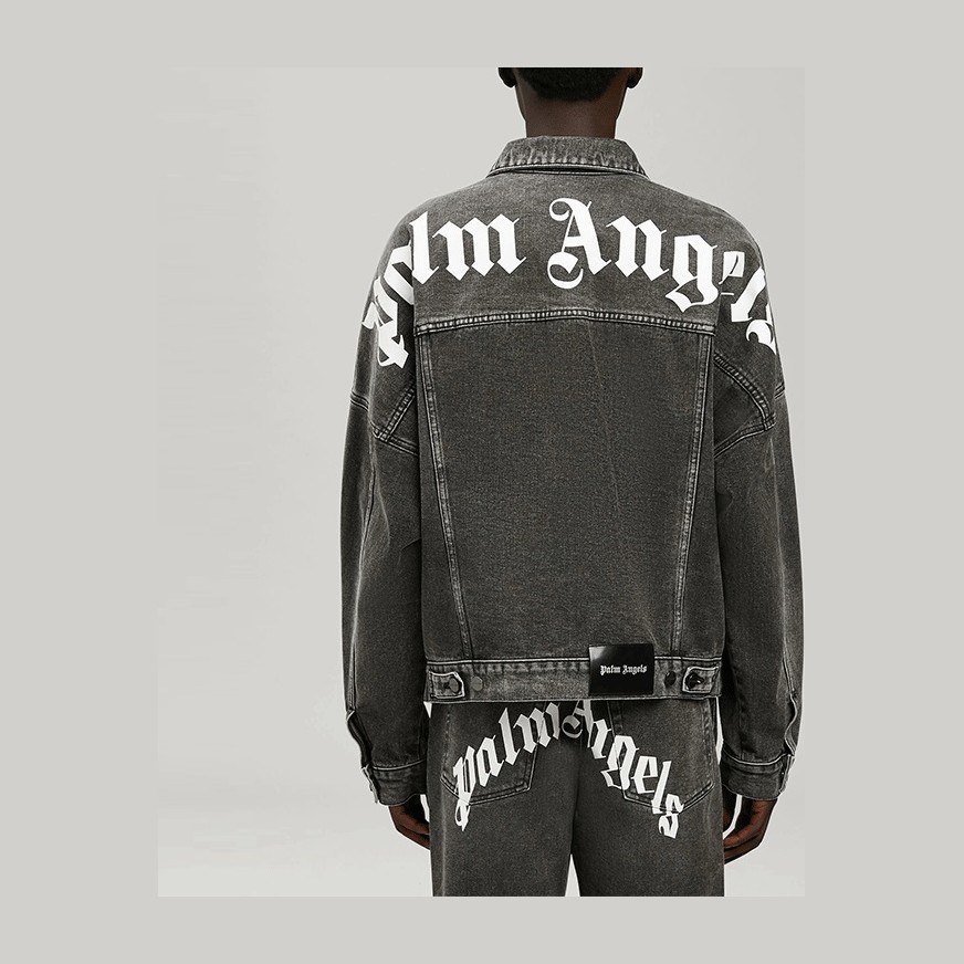 Palm Angels Arched Logo Denim Jacket Black