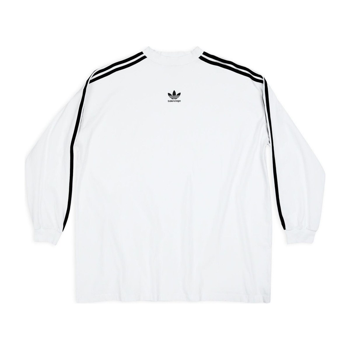 Balenciaga x adidas FW22 Striped Logo Crewneck White