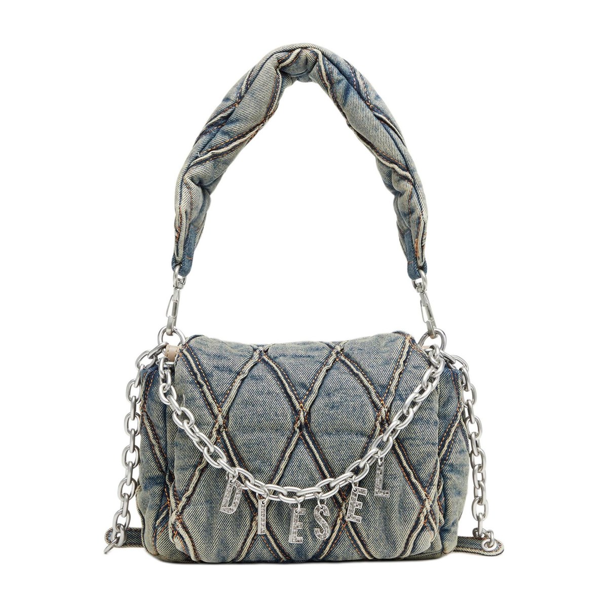 Diesel Quilted Cotton Tote Small Navy