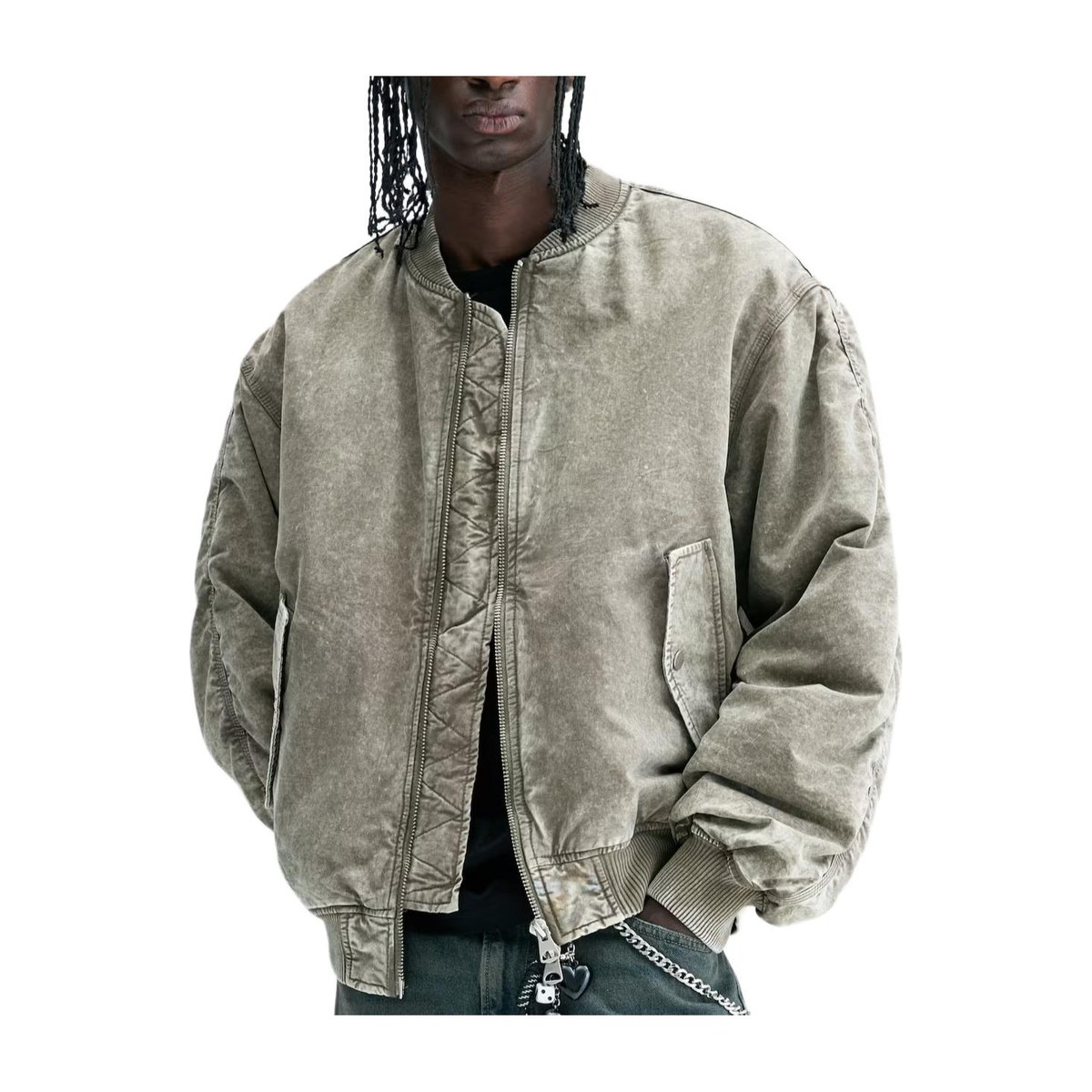 H&M Loose Fit Ribbed Pilot Jacket