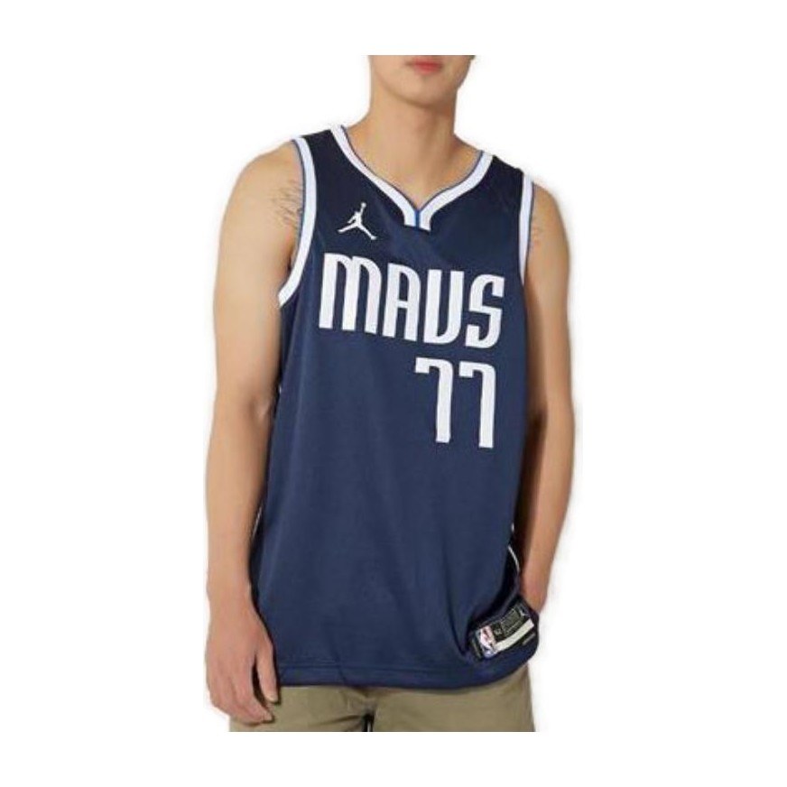 Jordan Dallas Mavericks Doncic 77 Mesh Jersey Navy