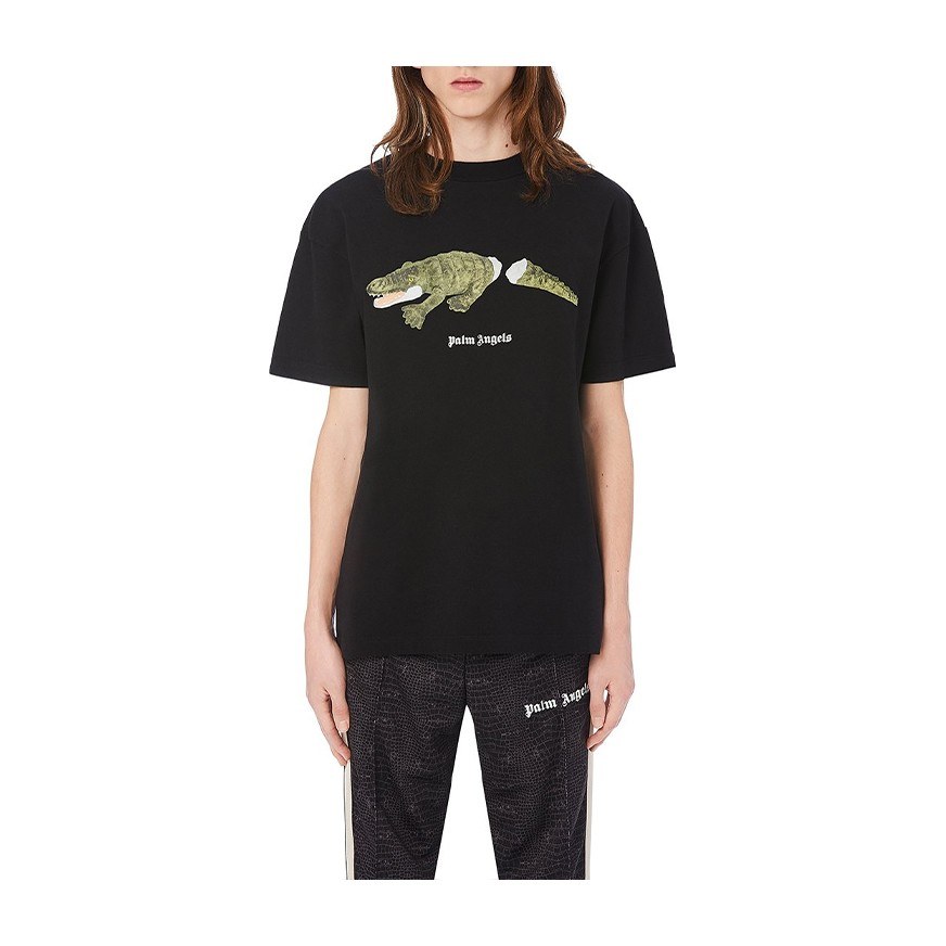 Palm Angels Crocodile Print T-Shirt Black