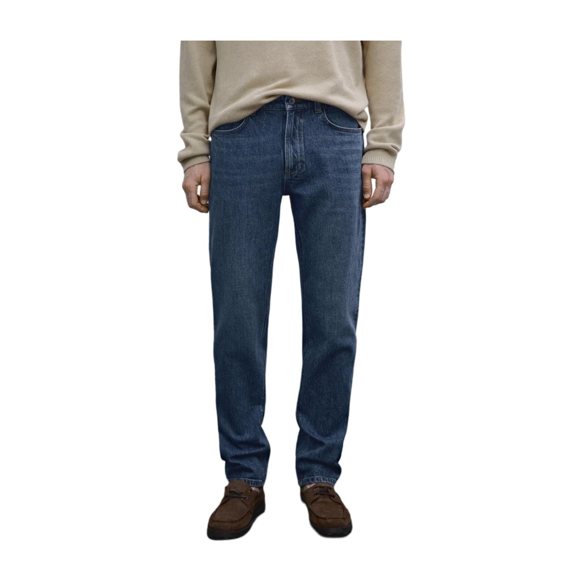 Massimo Dutti Mid-Rise Tapered Jeans Blue