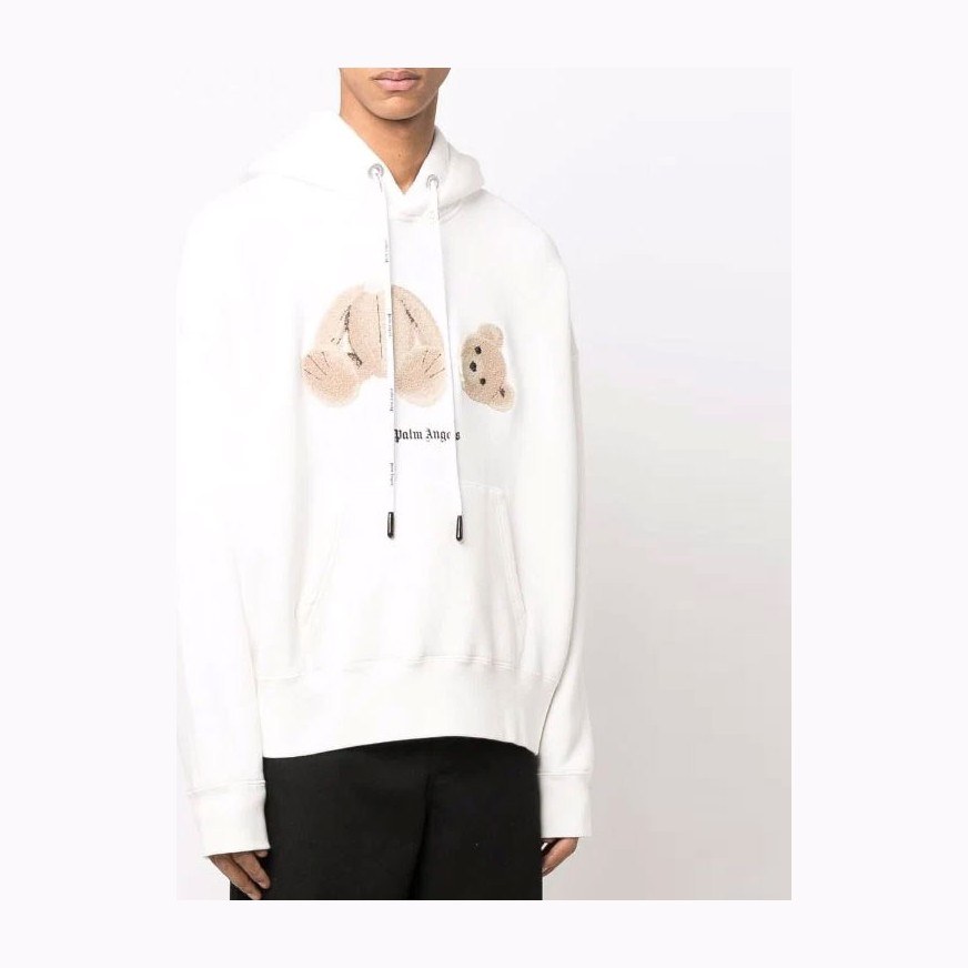 Palm Angels Bear Print Hoodie White