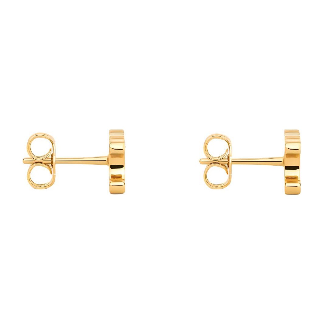 CELINE Logo Brass Earrings Gold