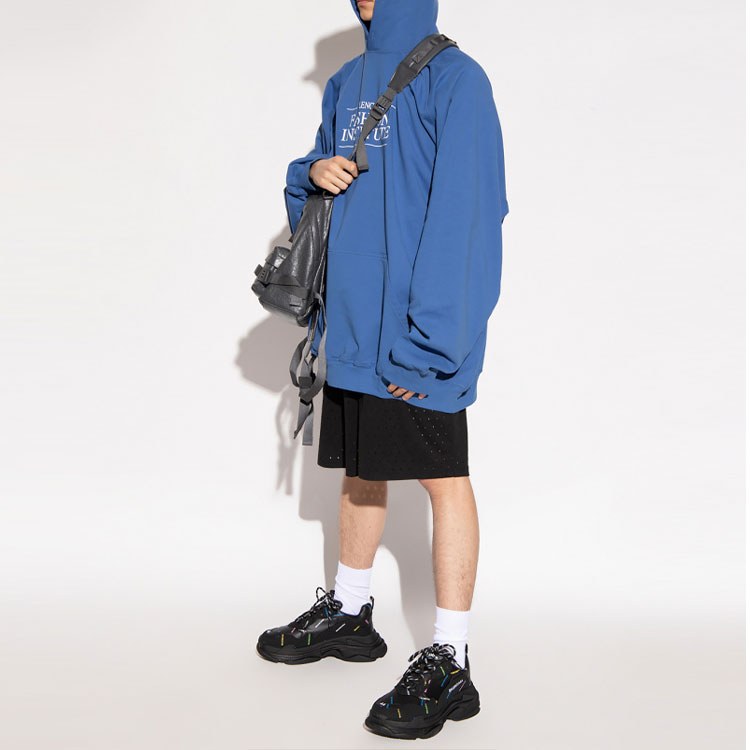 Balenciaga Logo Hoodie Blue