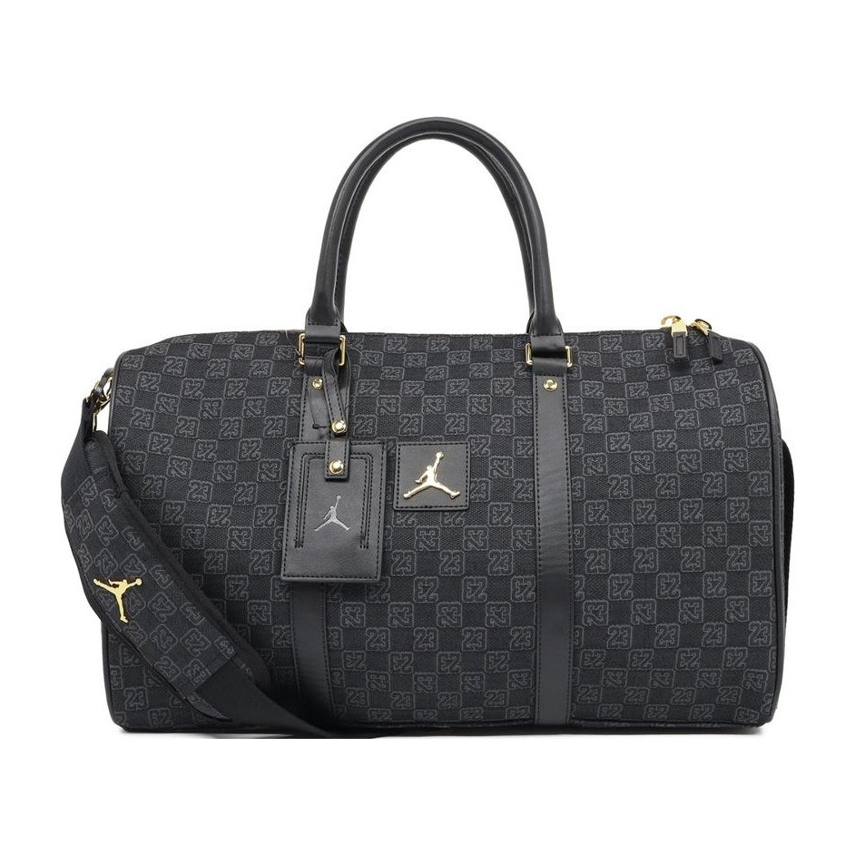 Jordan Checkered Fabric Bucket Bag Black