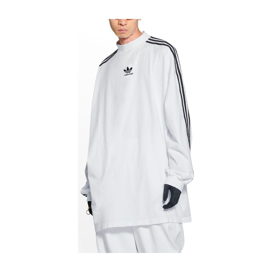 Balenciaga x adidas FW22 Striped Logo Crewneck White