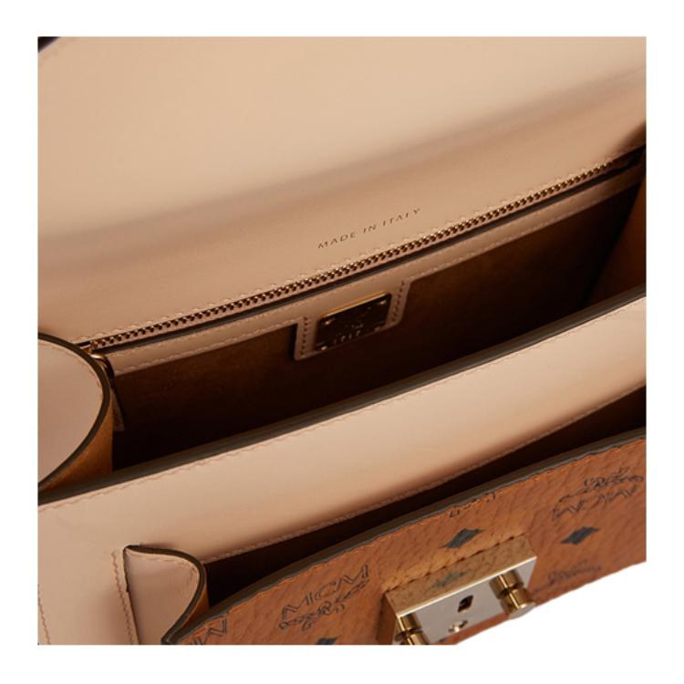 MCM Patricia Visetos Cambridge Bag Small Black Brown