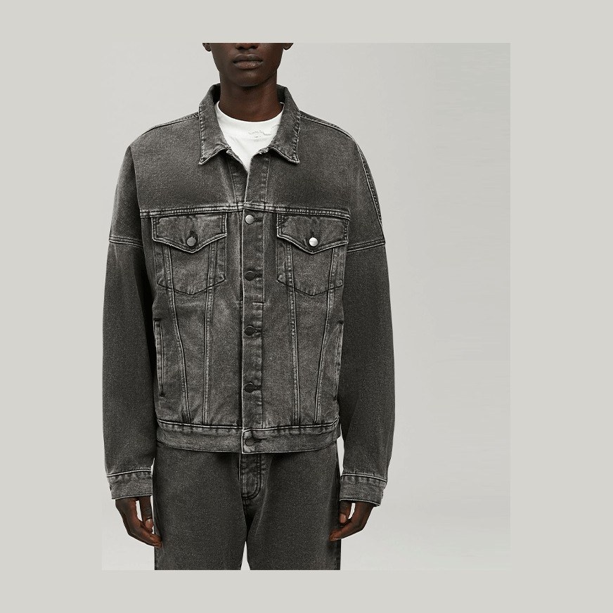 Palm Angels Arched Logo Denim Jacket Black