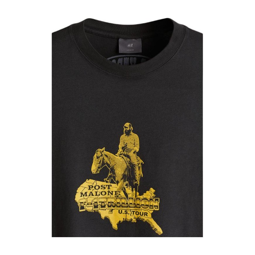 H&M Post Malone Crew Neck Letter Print T-Shirt